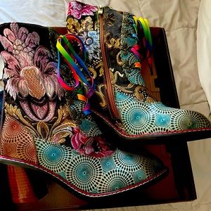 multi colored boots with laces